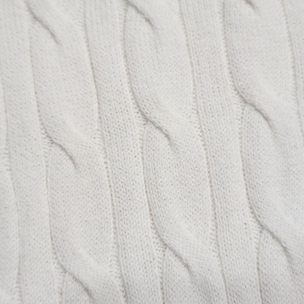 Hollister Tenniscore Preppy Cable Knit Cricket Sweater M Ivory V Neck Varsity - Picture 5 of 7
